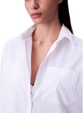 Camicia Calvin Klein Jeans in popeline bianco per donna