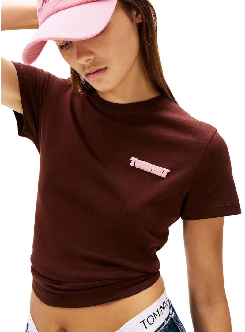 Maglietta Tommy Jeans Vintage marrone per donna