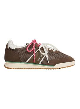 Scarpe Tommy Jeans marroni a doppio cordoncino per donna.