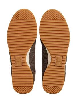 Scarpe Tommy Jeans marroni a doppio cordoncino per donna.