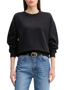 Felpa nera con logo d'archivio Calvin Klein Jeans per donna