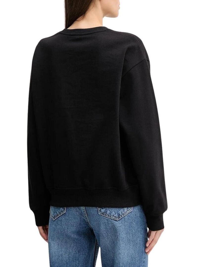Felpa nera con logo d'archivio Calvin Klein Jeans per donna