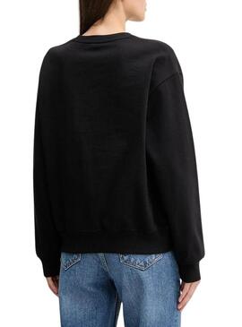 Felpa nera con logo d'archivio Calvin Klein Jeans per donna
