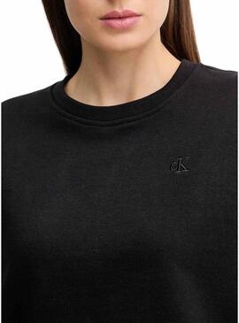 Felpa nera con logo d'archivio Calvin Klein Jeans per donna