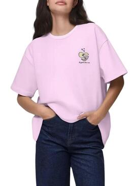 Maglietta Pieces Alfi Positive rosa per donna