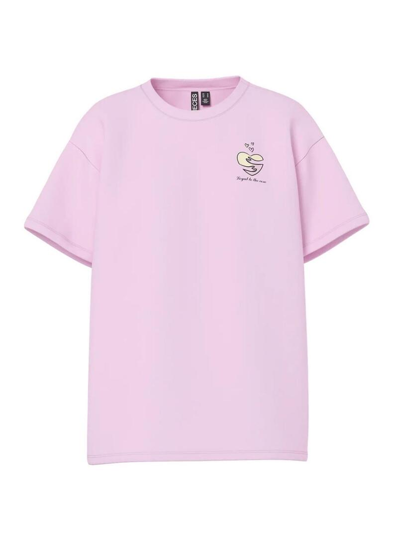 Maglietta Pieces Alfi Positive rosa per donna