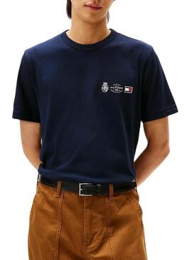 Maglietta Tommy Hilfiger Small Crest blu marino per uomo
