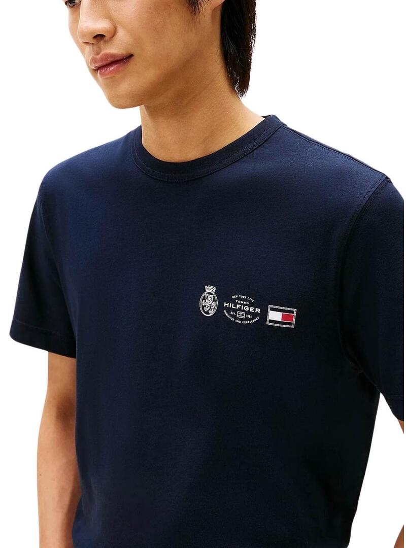 Maglietta Tommy Hilfiger Small Crest blu marino per uomo