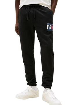 Pantaloni Tommy Jeans Flag slim neri per uomo