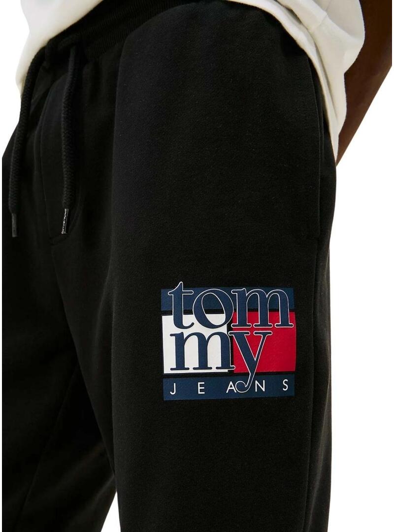 Pantaloni Tommy Jeans Flag slim neri per uomo
