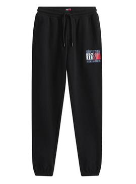 Pantaloni Tommy Jeans Flag slim neri per uomo