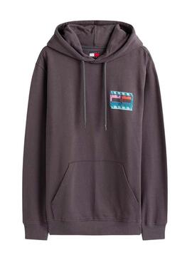 Felpa Tommy Jeans DNA Flag grigia per uomo