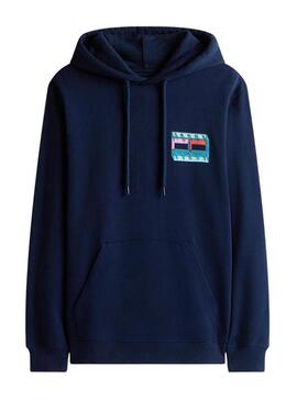 Felpa Tommy Jeans DNA Flag blu navy per uomo