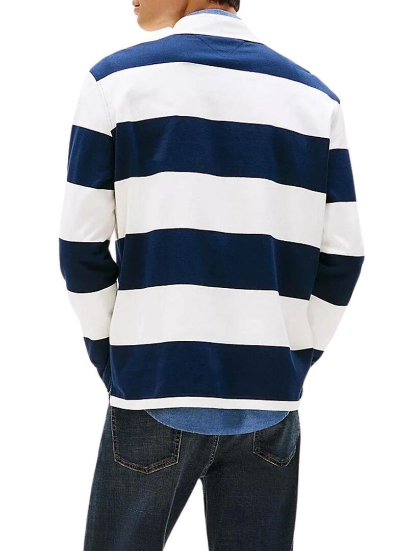 Maglia a righe relaxed blu Tommy Jeans rugby per uomo.