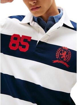 Maglia a righe relaxed blu Tommy Jeans rugby per uomo.