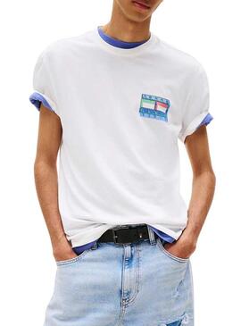 Maglietta Tommy Jeans DNA Flag bianca per uomo