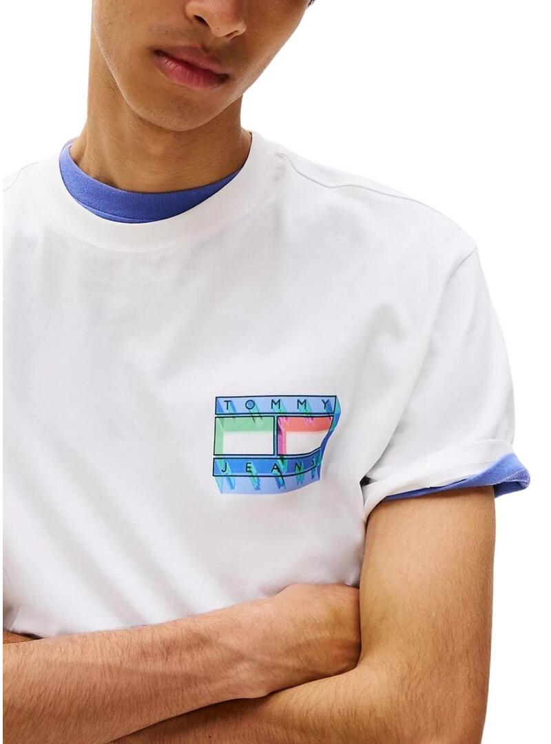 Maglietta Tommy Jeans DNA Flag bianca per uomo