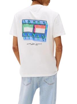 Maglietta Tommy Jeans DNA Flag bianca per uomo