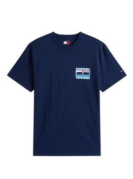 Maglietta Tommy Jeans DNA Flag blu marino per uomo