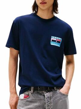 Maglietta Tommy Jeans DNA Flag blu marino per uomo