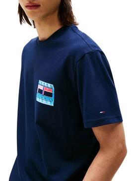 Maglietta Tommy Jeans DNA Flag blu marino per uomo