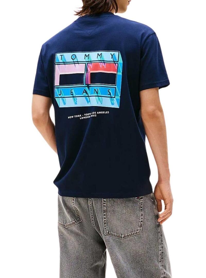 Maglietta Tommy Jeans DNA Flag blu marino per uomo