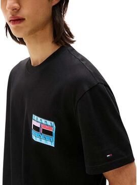 Maglietta Tommy Jeans DNA Flag nera per uomo