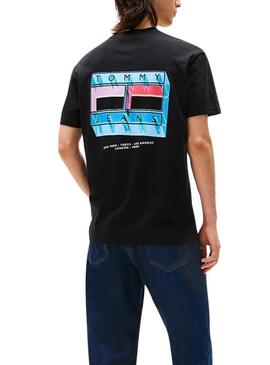 Maglietta Tommy Jeans DNA Flag nera per uomo