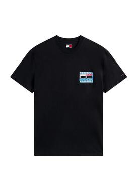 Maglietta Tommy Jeans DNA Flag nera per uomo