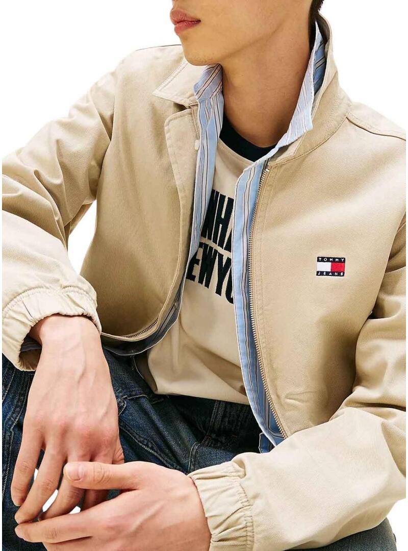 Giubbotto Tommy Jeans Essential Flag beige per uomo