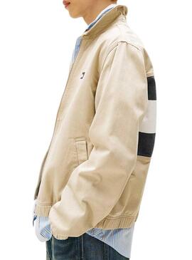 Giubbotto Tommy Jeans Essential Flag beige per uomo