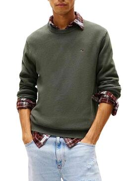 Maglia Tommy Jeans Essential slim verde per uomo