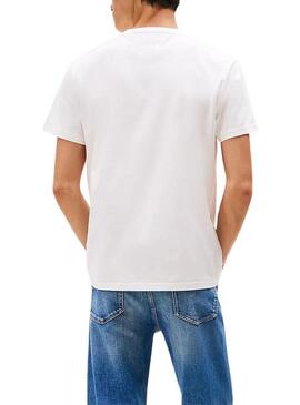 Maglietta Tommy Jeans Linear Logo bianca per uomo