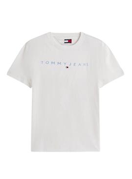 Maglietta Tommy Jeans Linear Logo bianca per uomo