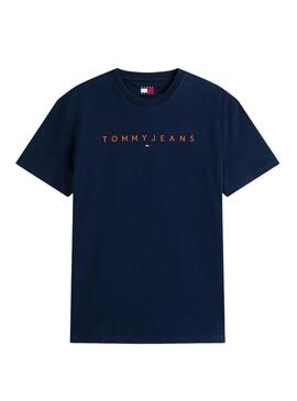 Maglietta Tommy Jeans Linear Logo blu marino per uomo