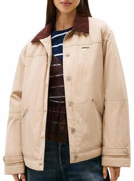 Giacca Tommy Jeans Cord Collar beige per donna