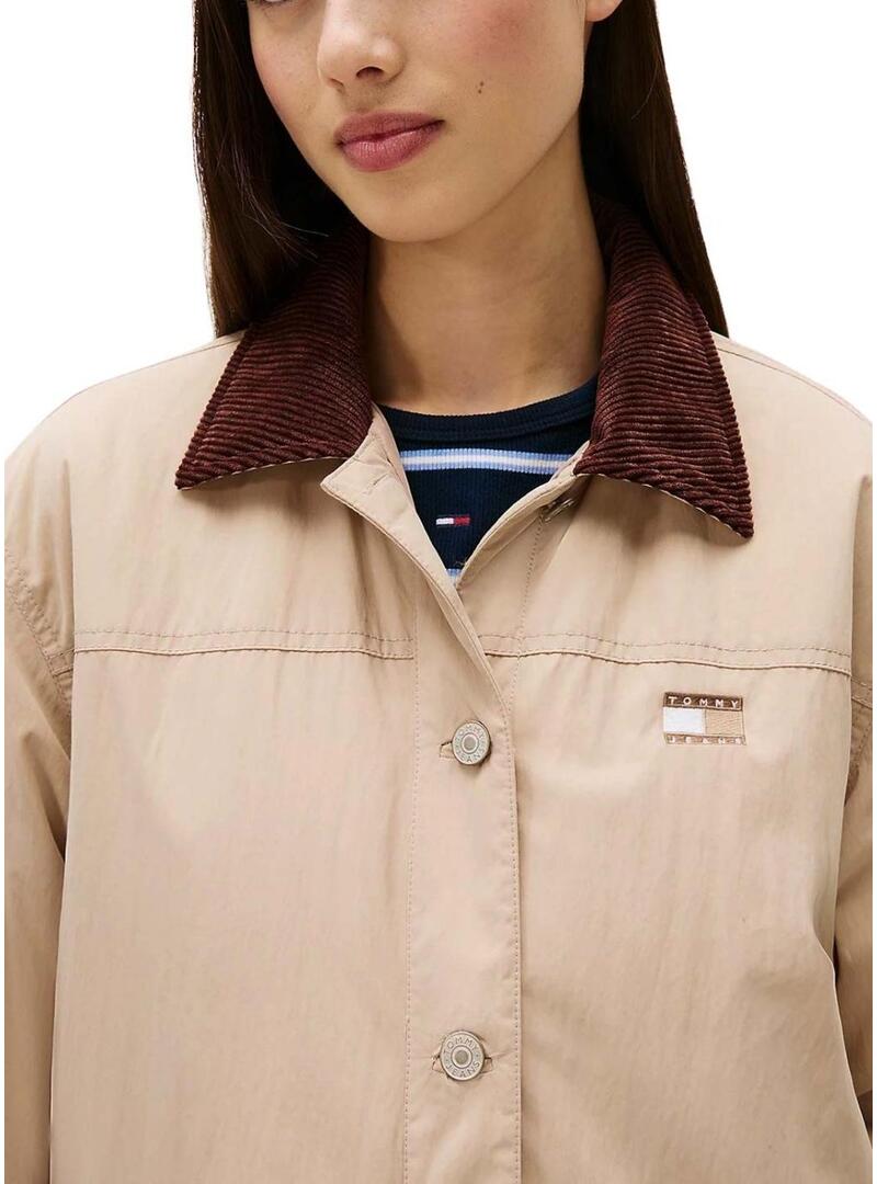 Giacca Tommy Jeans Cord Collar beige per donna