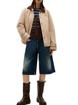 Giacca Tommy Jeans Cord Collar beige per donna