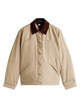 Giacca Tommy Jeans Cord Collar beige per donna
