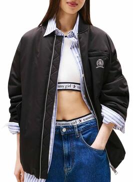 Bomber Tommy Jeans Longline nero per donna