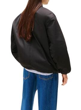 Bomber Tommy Jeans Longline nero per donna