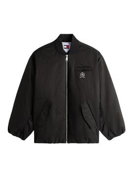 Bomber Tommy Jeans Longline nero per donna