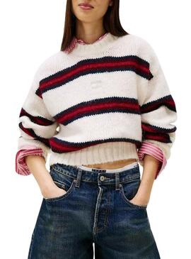 Maglia Tommy Jeans Fluffy a righe per donne