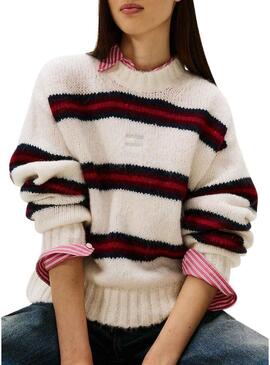 Maglia Tommy Jeans Fluffy a righe per donne