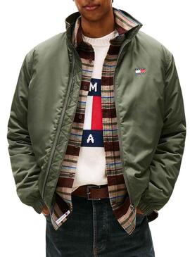 Giacca Tommy Jeans Essential Padded verde per uomo.