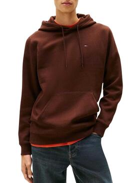 Felpa con cappuccio base Tommy Jeans marrone per uomo