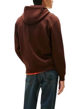 Felpa con cappuccio base Tommy Jeans marrone per uomo
