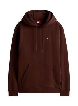 Felpa con cappuccio base Tommy Jeans marrone per uomo