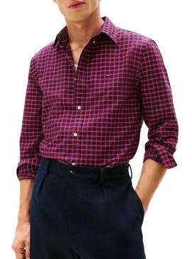 Camicia Tommy Hilfiger Check rossa e blu scuro per uomo