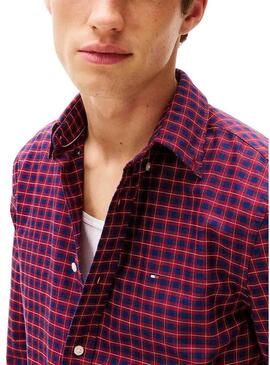 Camicia Tommy Hilfiger Check rossa e blu scuro per uomo